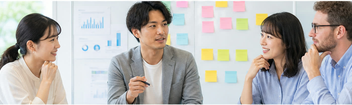 イメージ写真：エンゲージメント向上施策について多様な社員が話し合う様子