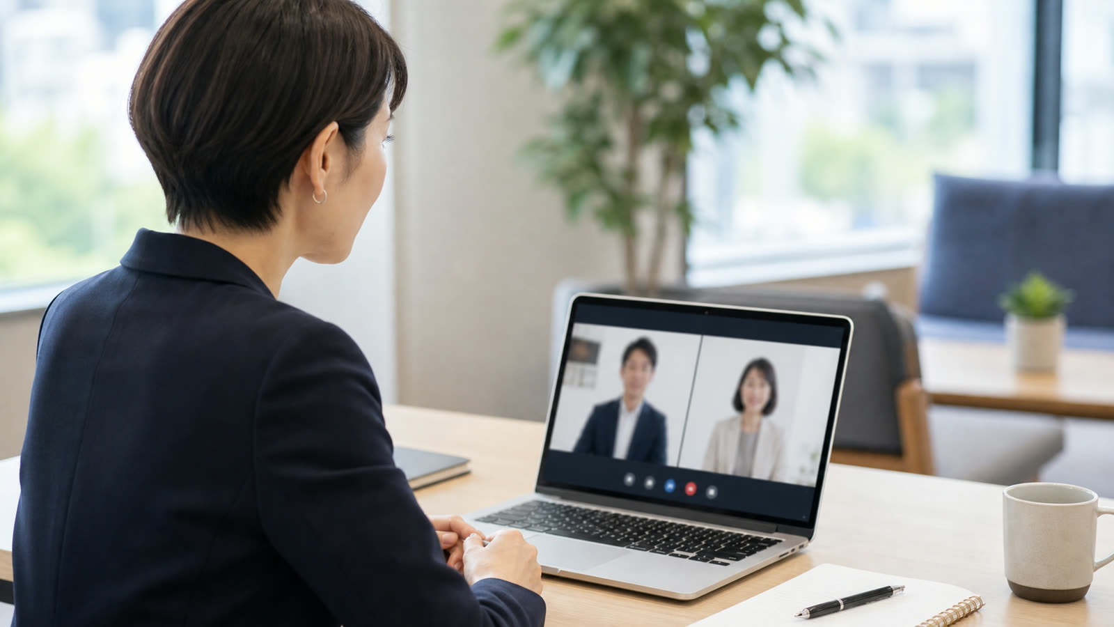 イメージ写真：企業内キャリアコンサルタントがオンラインで従業員面談を行う様子
